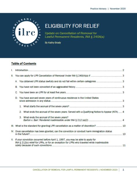 cancellation of removal|ELIGIBILITY FOR RELIEF .